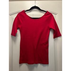 NWT Ann Taylor Women’s Soft Scoop Neck Elbow Sleeve Pullover T-Shirt Size‎ S Red